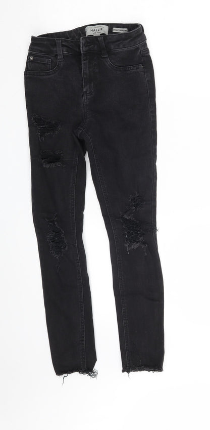 New Look Girls Black  Cotton Jegging Jeans Size 12 Years  Slim Zip - Distressed