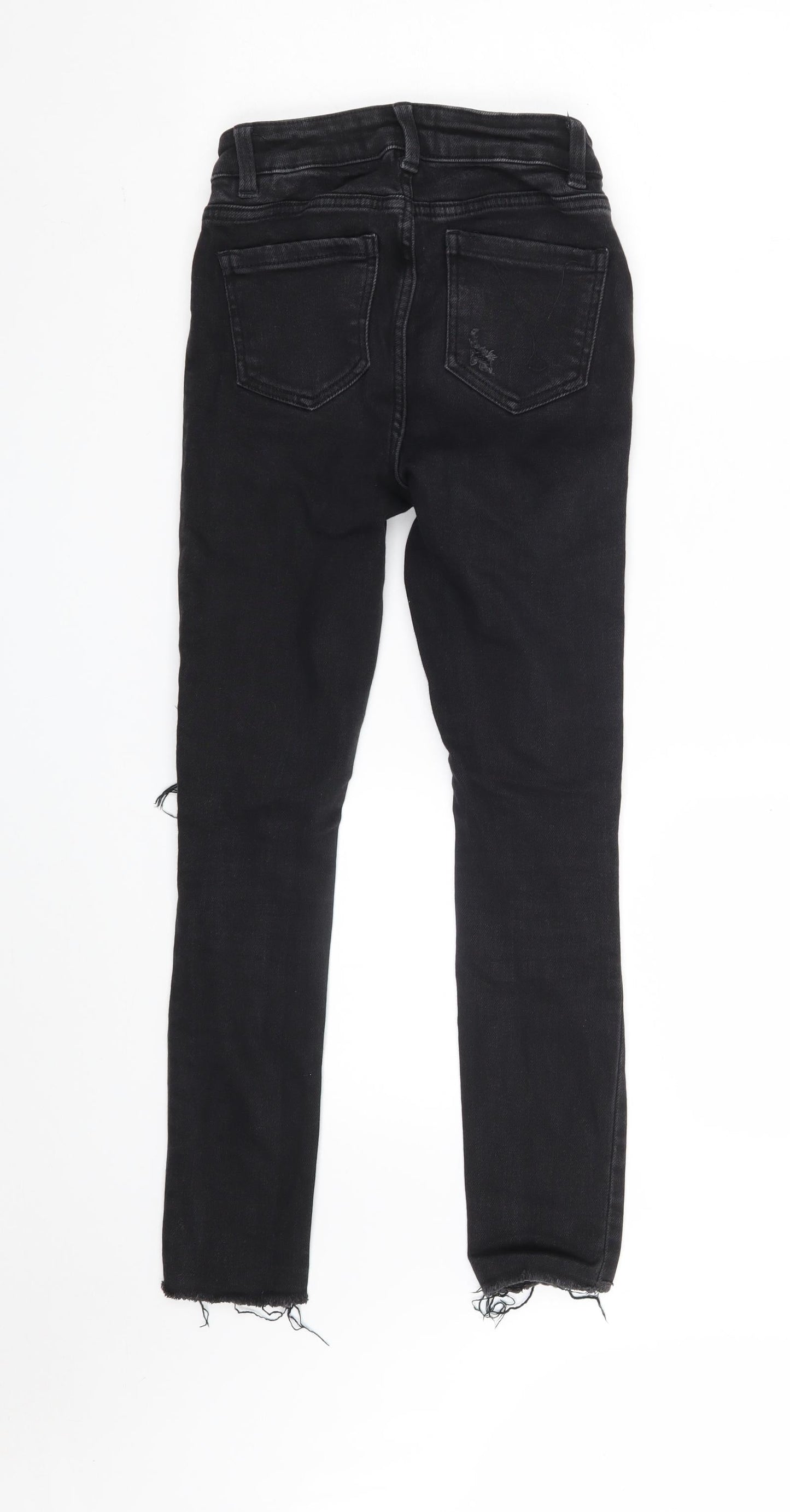 New Look Girls Black  Cotton Jegging Jeans Size 12 Years  Slim Zip - Distressed