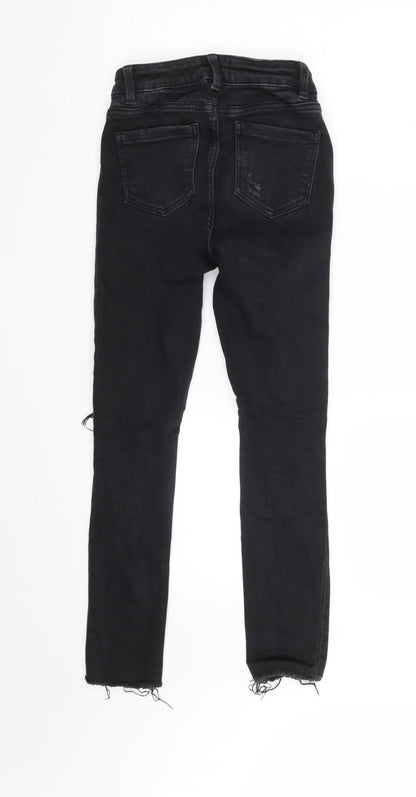 New Look Girls Black  Cotton Jegging Jeans Size 12 Years  Slim Zip - Distressed
