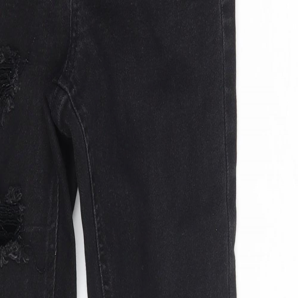 New Look Girls Black  Cotton Jegging Jeans Size 12 Years  Slim Zip - Distressed