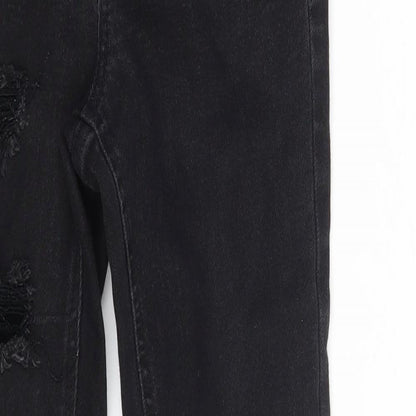 New Look Girls Black  Cotton Jegging Jeans Size 12 Years  Slim Zip - Distressed