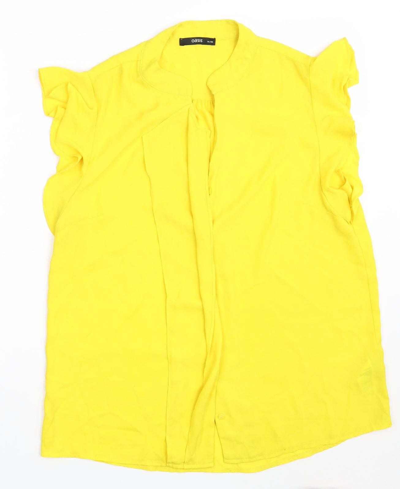 Womens UK Size 14 Oasis Yellow Basic Button-Up