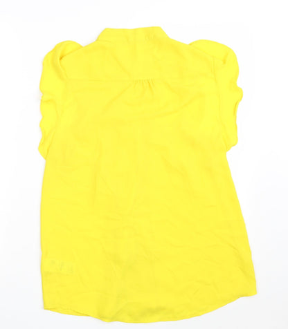 Womens UK Size 14 Oasis Yellow Basic Button-Up