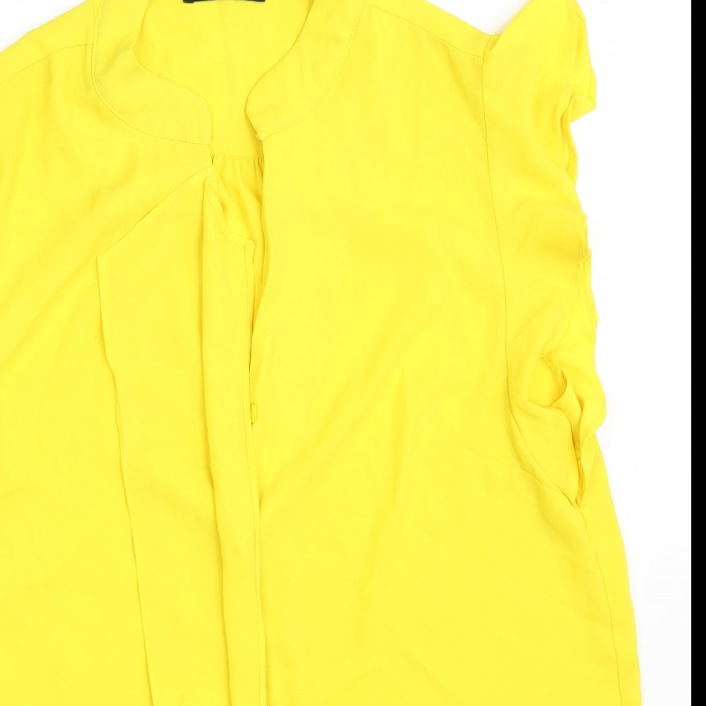 Womens UK Size 14 Oasis Yellow Basic Button-Up