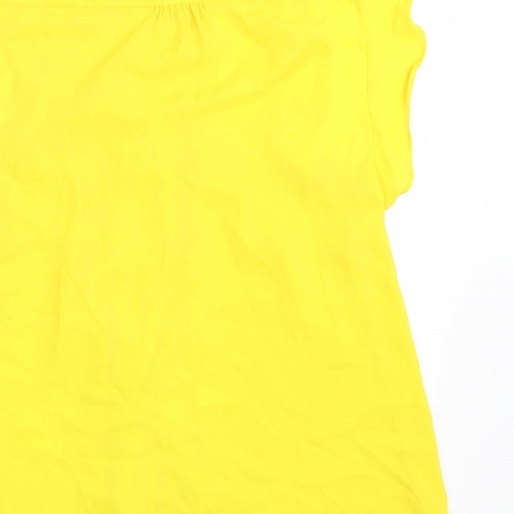 Womens UK Size 14 Oasis Yellow Basic Button-Up
