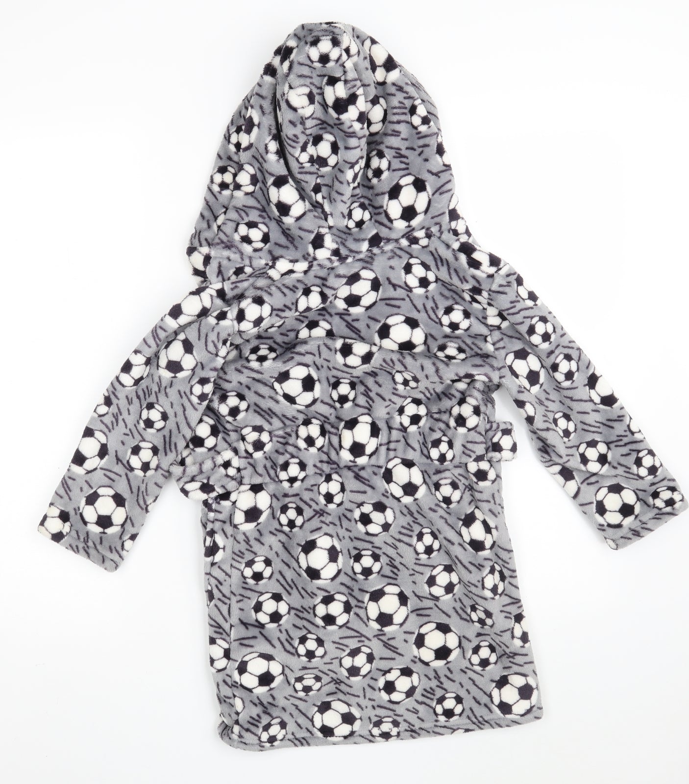 Dunnes Stores Boys Grey Geometric 100% Polyester  Robe Size 3-4 Years   - Football