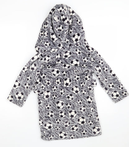 Dunnes Stores Boys Grey Geometric 100% Polyester  Robe Size 3-4 Years   - Football