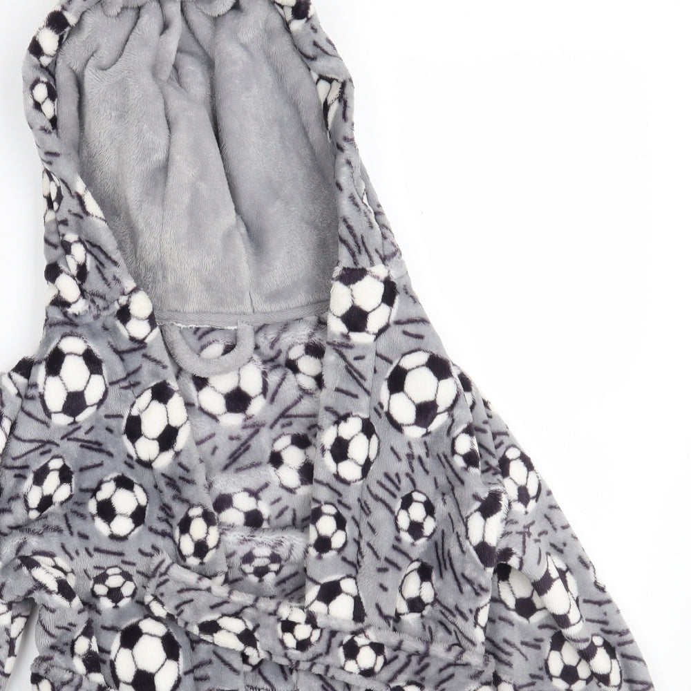 Dunnes Stores Boys Grey Geometric 100% Polyester  Robe Size 3-4 Years   - Football