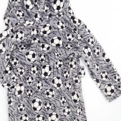 Dunnes Stores Boys Grey Geometric 100% Polyester  Robe Size 3-4 Years   - Football