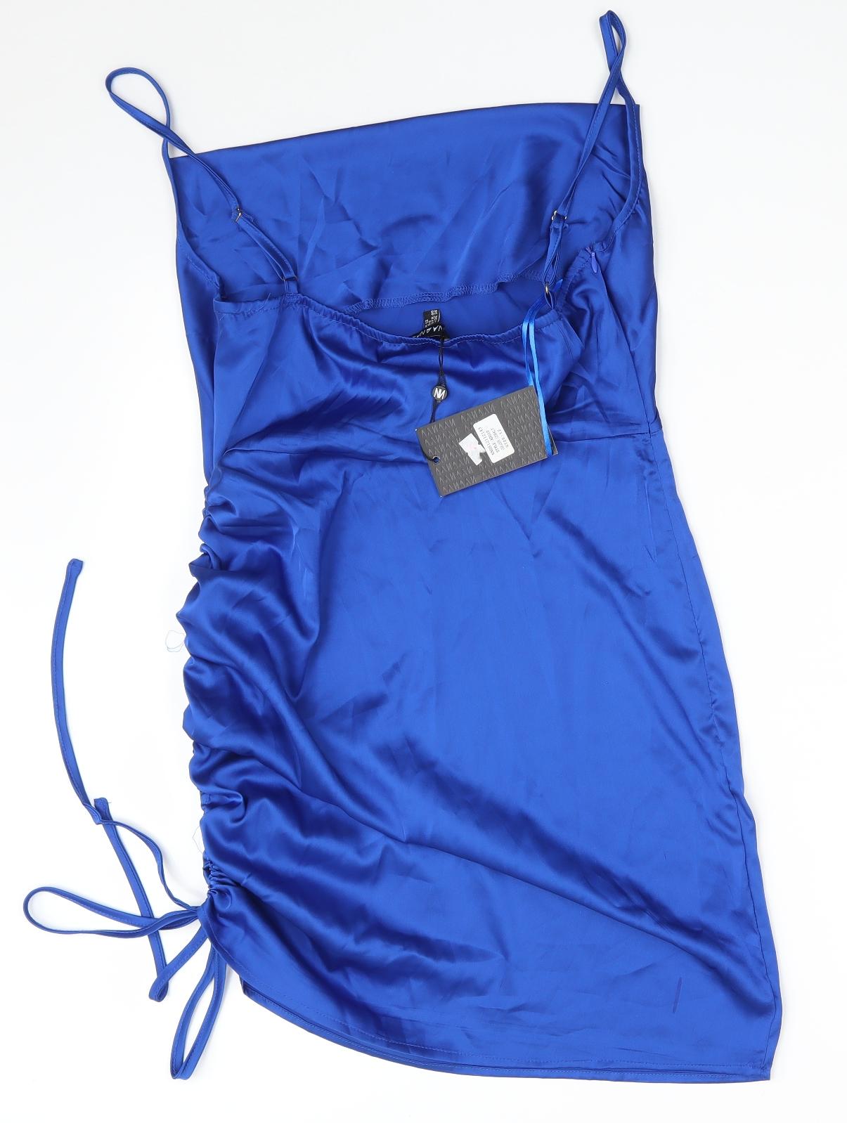 NAANAA Womens Blue  Polyester Bodycon  Size 12  Off the Shoulder Zip