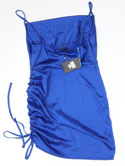 NAANAA Womens Blue  Polyester Bodycon  Size 12  Off the Shoulder Zip