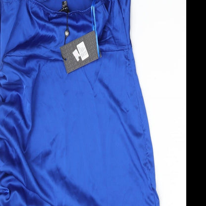 NAANAA Womens Blue  Polyester Bodycon  Size 12  Off the Shoulder Zip