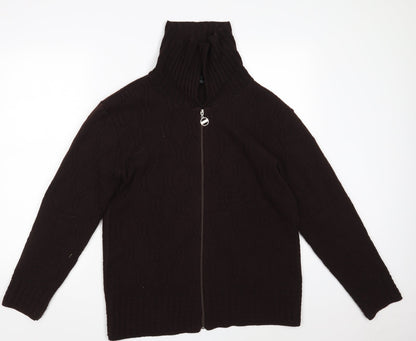 NEW CHOICE Mens Brown High Neck Argyle/Diamond Acrylic Full Zip Jumper Size L