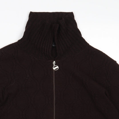 NEW CHOICE Mens Brown High Neck Argyle/Diamond Acrylic Full Zip Jumper Size L