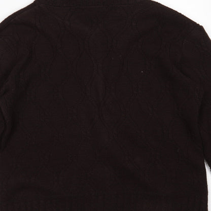 NEW CHOICE Mens Brown High Neck Argyle/Diamond Acrylic Full Zip Jumper Size L