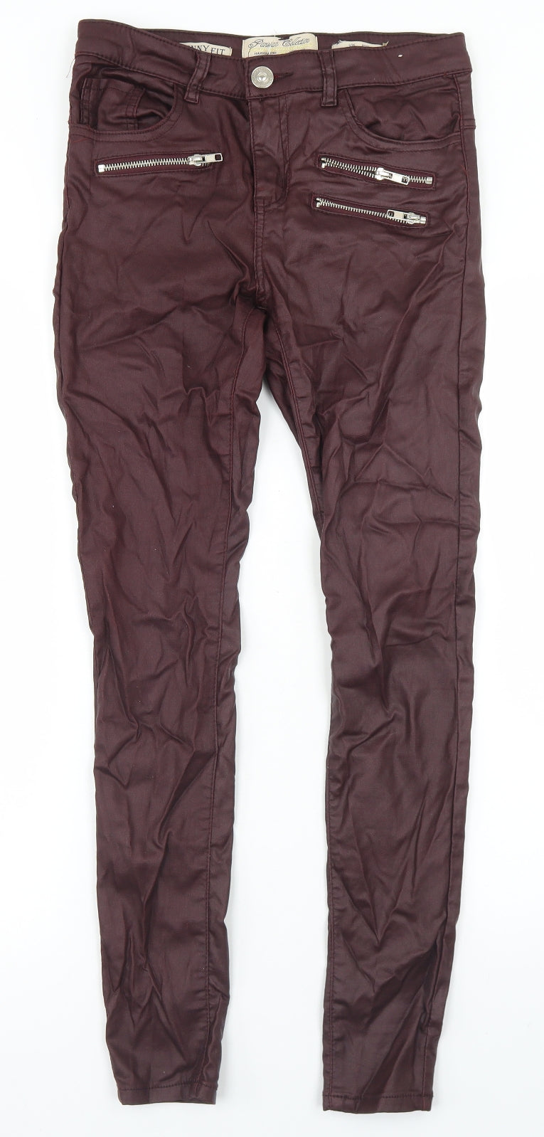 Parisian Womens Purple  Viscose Skinny Jeans Size 8 L27 in Regular Button