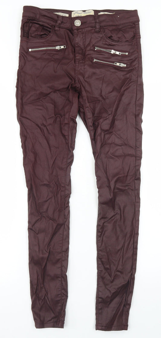 Parisian Womens Purple  Viscose Skinny Jeans Size 8 L27 in Regular Button