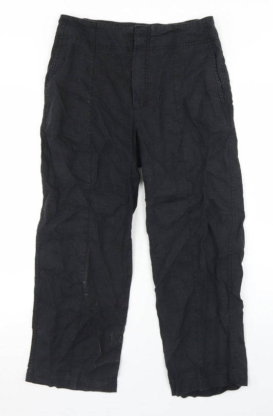 Mango Womens Black  Polyester Pedal Pusher Trousers Size 10 L24 in Regular Hook & Eye