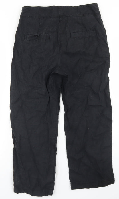 Mango Womens Black  Polyester Pedal Pusher Trousers Size 10 L24 in Regular Hook & Eye