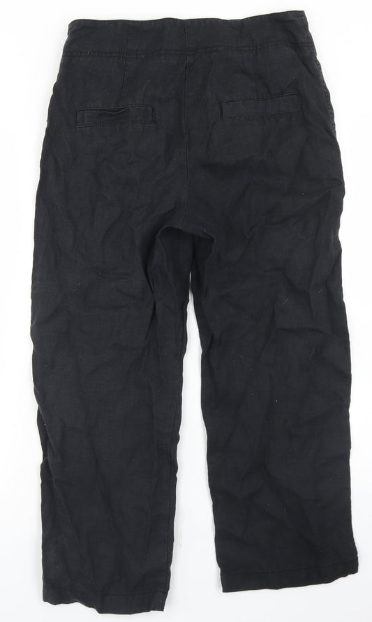 Mango Womens Black  Polyester Pedal Pusher Trousers Size 10 L24 in Regular Hook & Eye