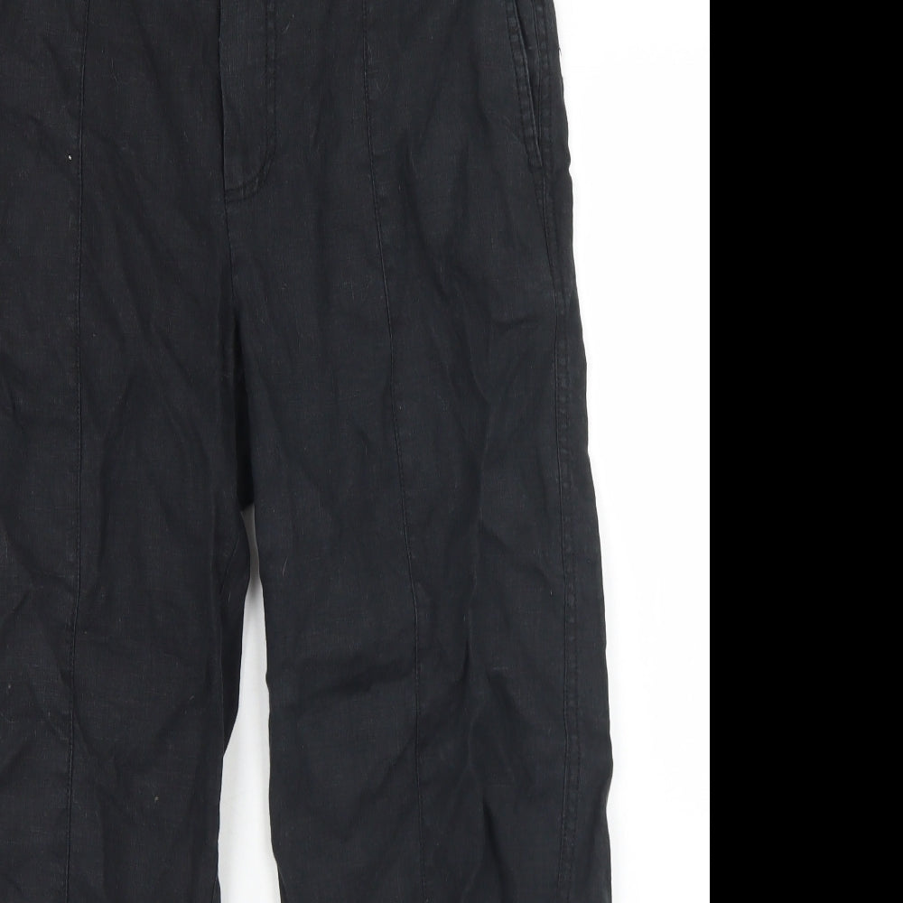 Mango Womens Black  Polyester Pedal Pusher Trousers Size 10 L24 in Regular Hook & Eye
