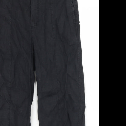 Mango Womens Black  Polyester Pedal Pusher Trousers Size 10 L24 in Regular Hook & Eye