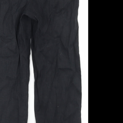 Mango Womens Black  Polyester Pedal Pusher Trousers Size 10 L24 in Regular Hook & Eye