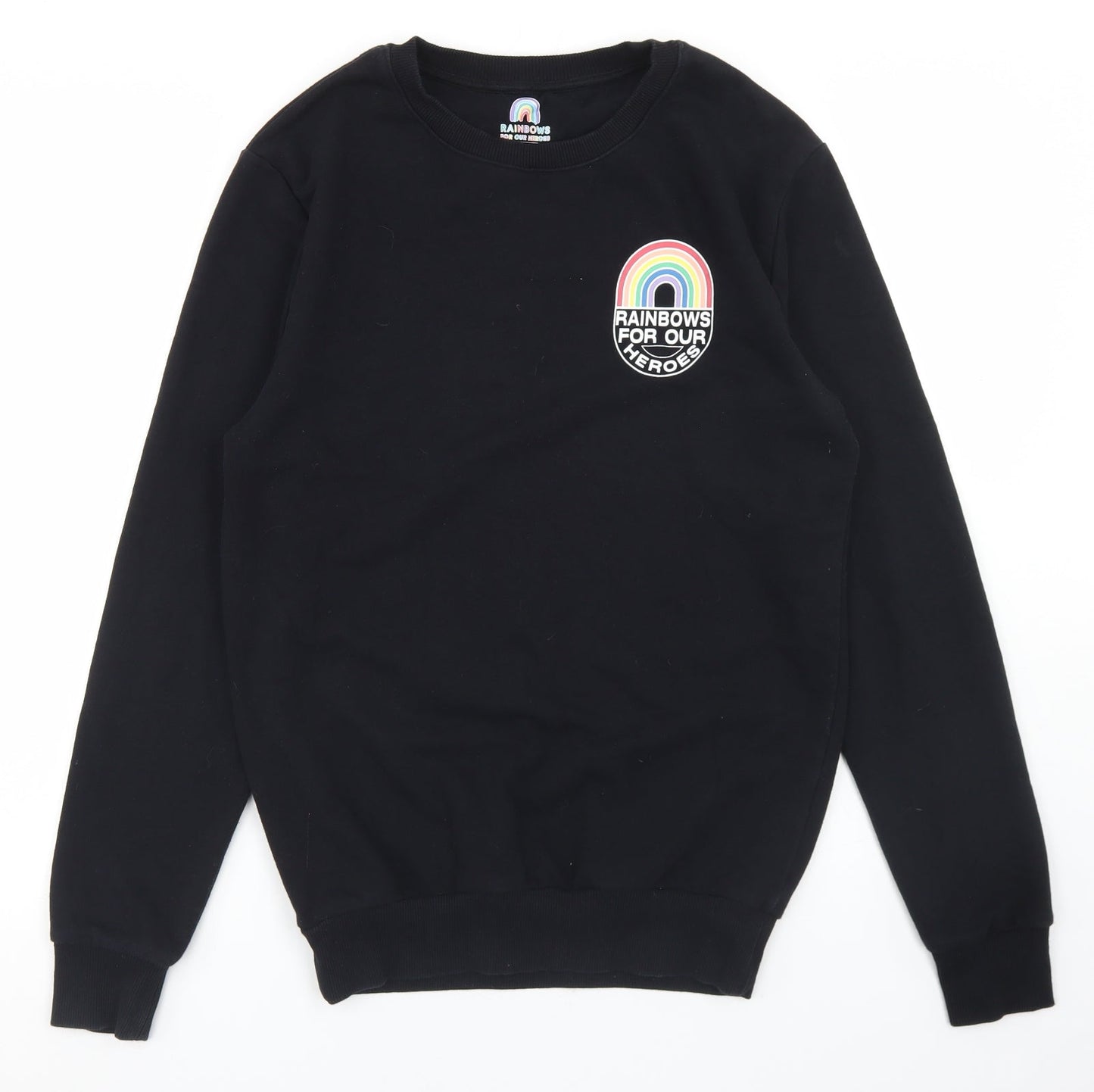 F&F Womens Black  Cotton Pullover Sweatshirt Size S   - Rainbows
