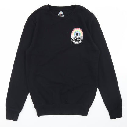 F&F Womens Black  Cotton Pullover Sweatshirt Size S   - Rainbows