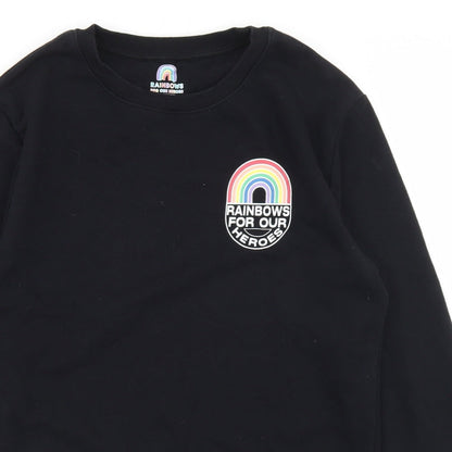 F&F Womens Black  Cotton Pullover Sweatshirt Size S   - Rainbows