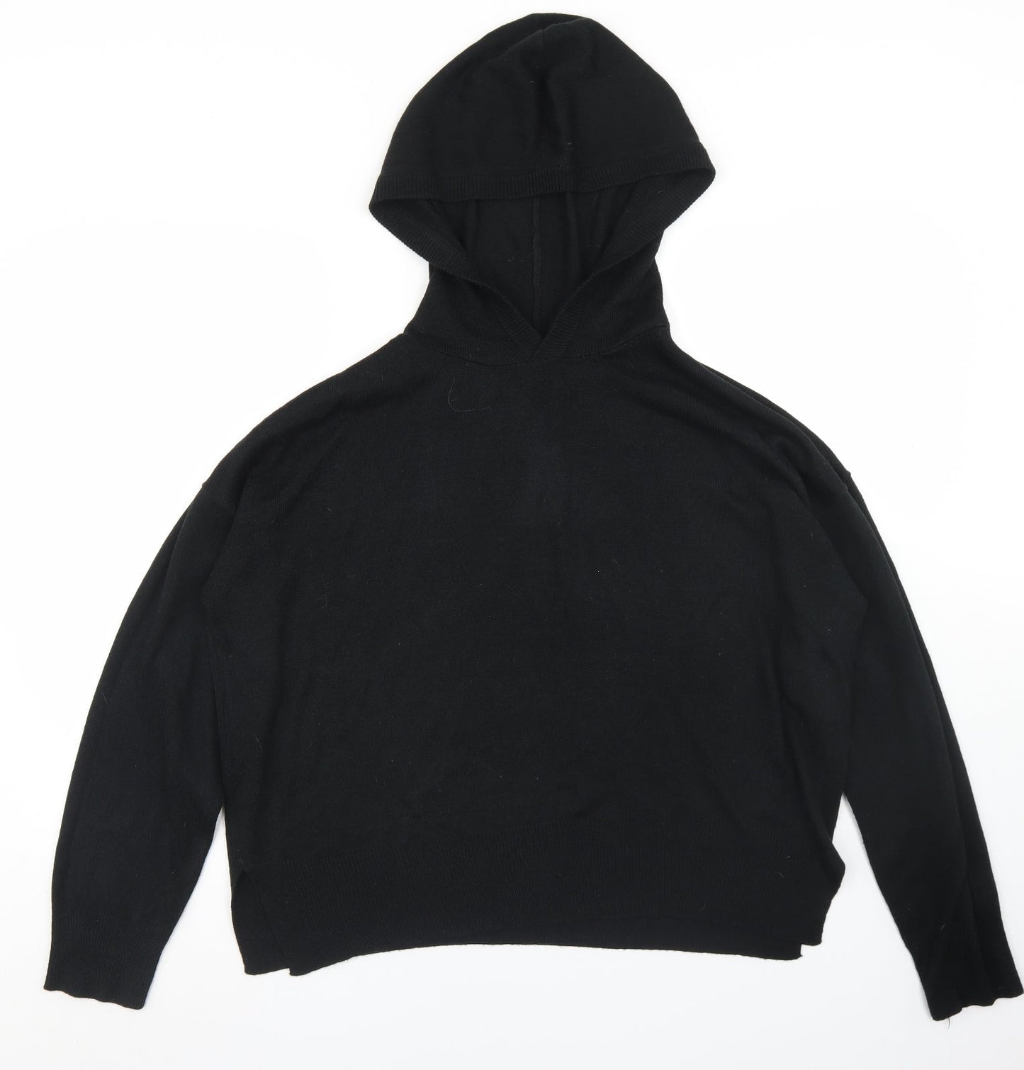 Select Womens Black  Acrylic Pullover Hoodie Size XL   - cROPPED