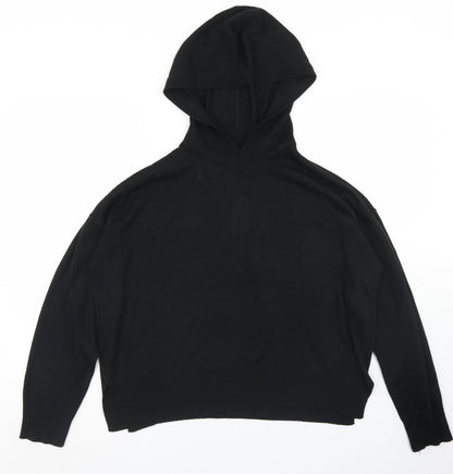 Select Womens Black  Acrylic Pullover Hoodie Size XL   - cROPPED