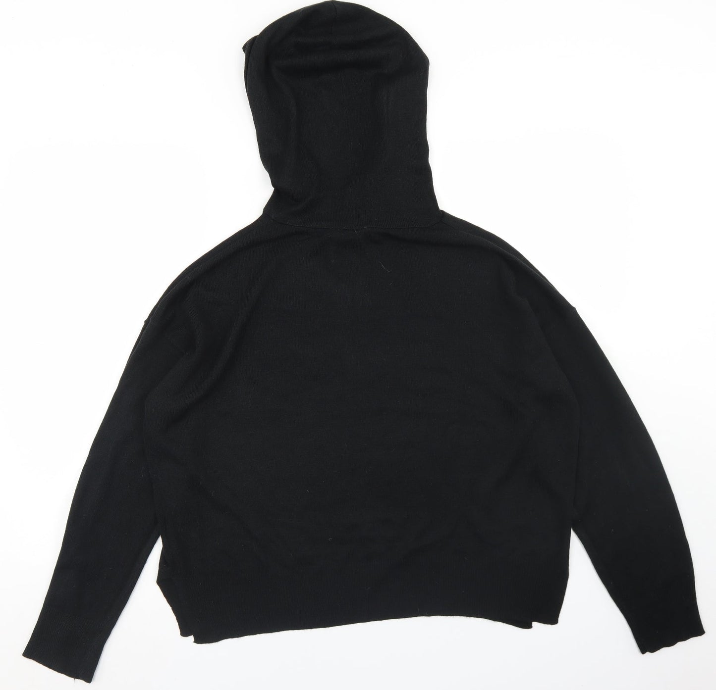 Select Womens Black  Acrylic Pullover Hoodie Size XL   - cROPPED
