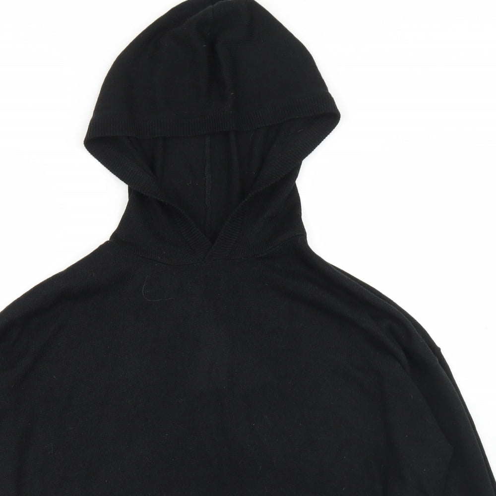 Select Womens Black  Acrylic Pullover Hoodie Size XL   - cROPPED