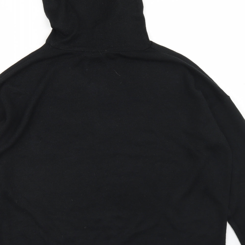 Select Womens Black  Acrylic Pullover Hoodie Size XL   - cROPPED