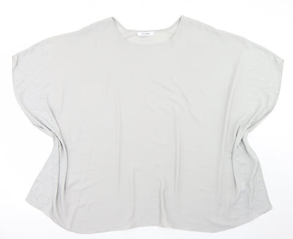 Evans Womens Grey  Polyester Basic Blouse Size 22 Round Neck