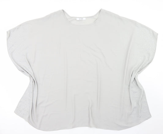 Evans Womens Grey  Polyester Basic Blouse Size 22 Round Neck