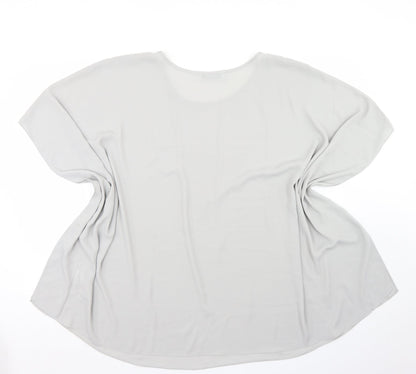 Evans Womens Grey  Polyester Basic Blouse Size 22 Round Neck