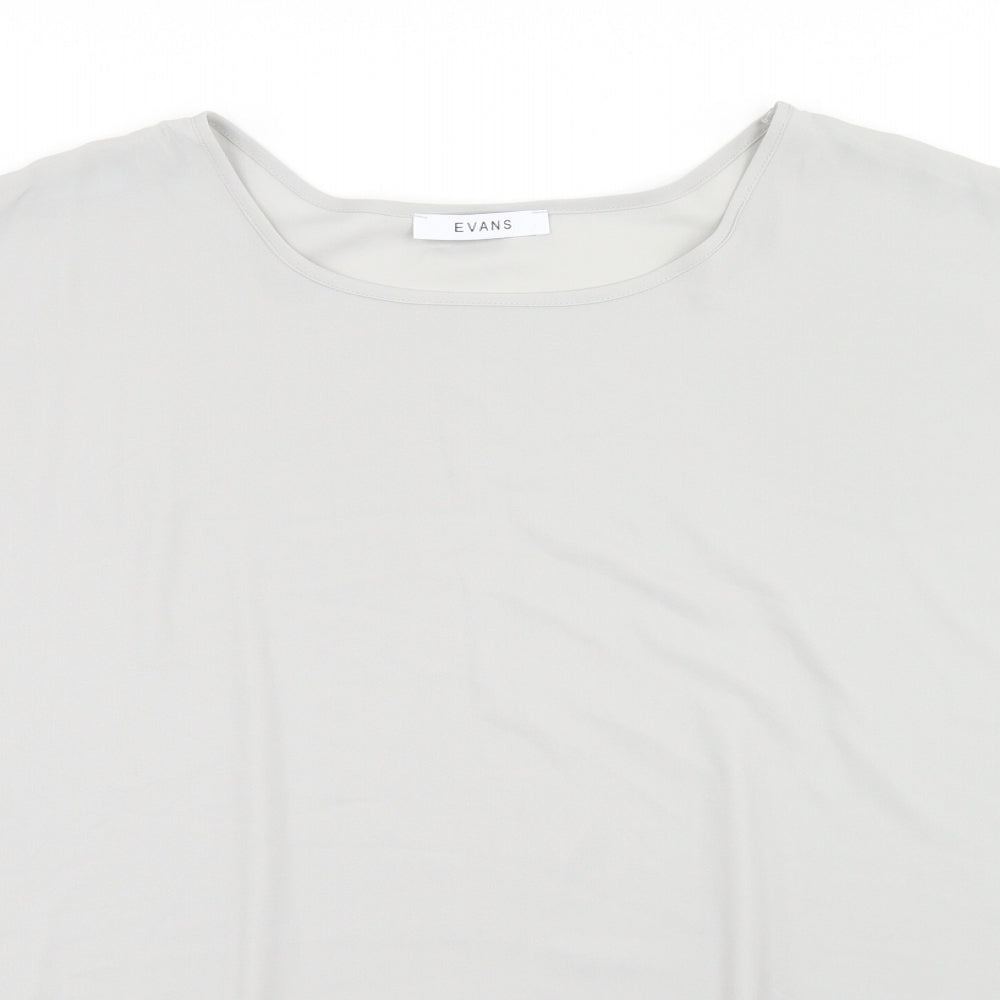 Evans Womens Grey  Polyester Basic Blouse Size 22 Round Neck
