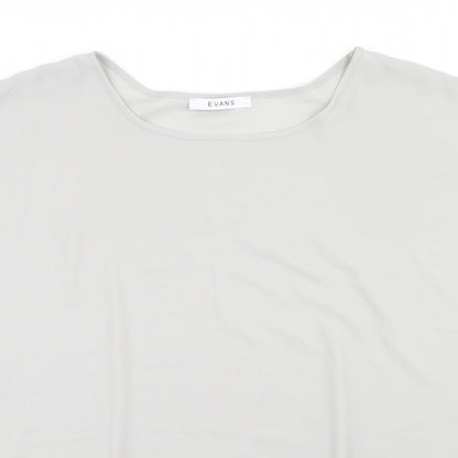 Evans Womens Grey  Polyester Basic Blouse Size 22 Round Neck