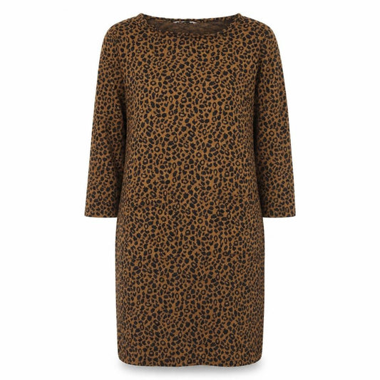 TU Womens Brown Animal Print Viscose Pencil Dress  Size 10  Round Neck