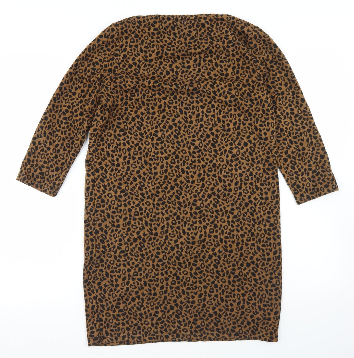 TU Womens Brown Animal Print Viscose Pencil Dress  Size 10  Round Neck