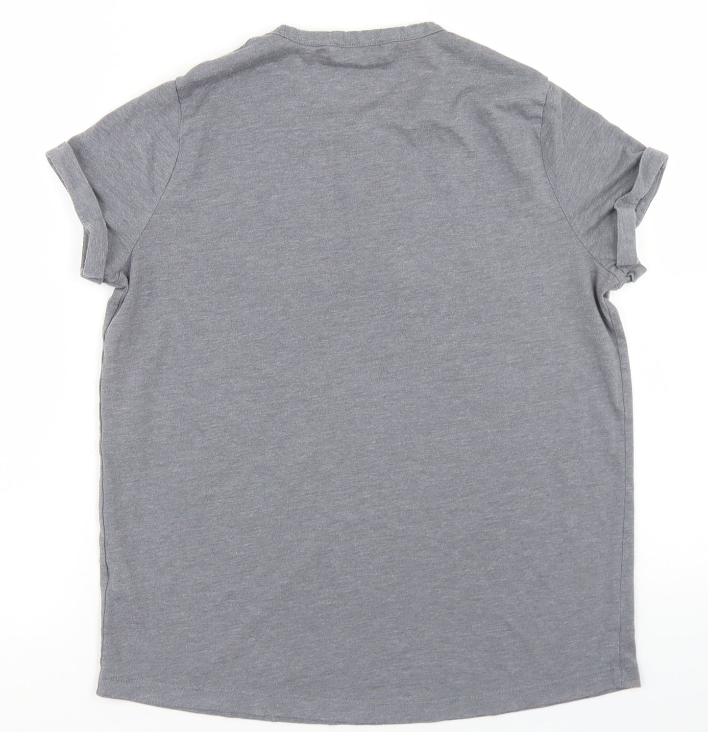 TU Womens Grey  Polyester Basic T-Shirt Size 10 Crew Neck - Be Happy