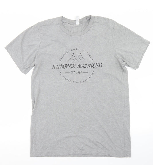 Womens UK Size M Canvas Grey Basic T-Shirt