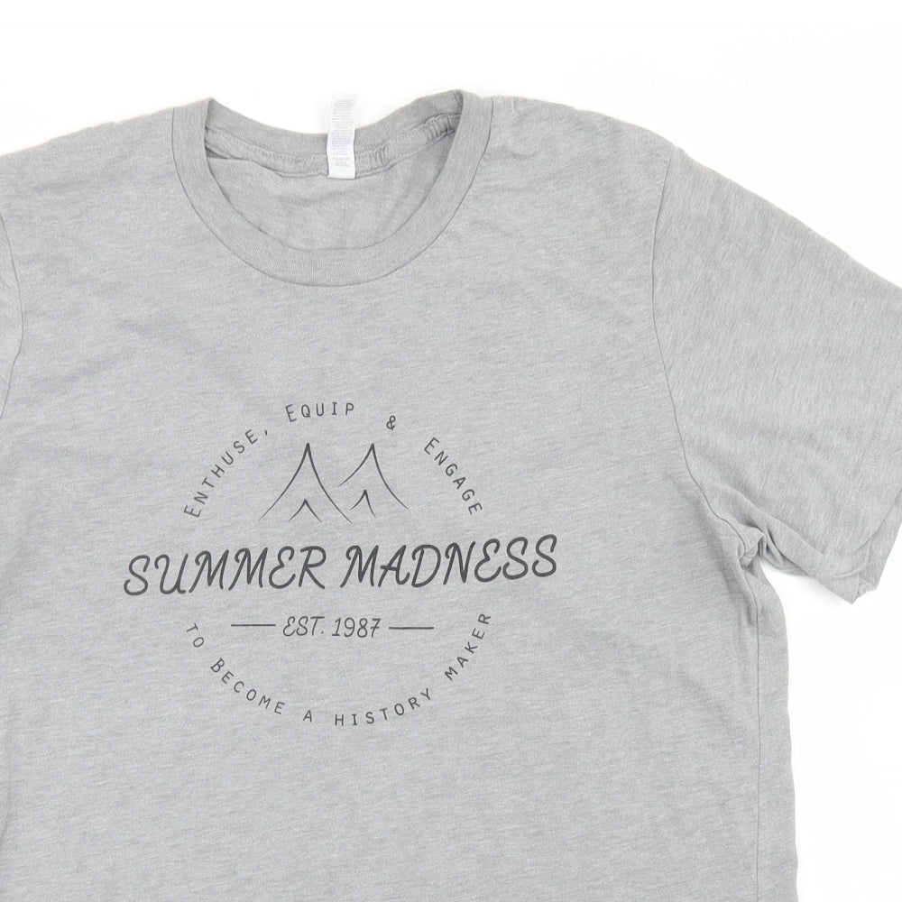 Womens UK Size M Canvas Grey Basic T-Shirt