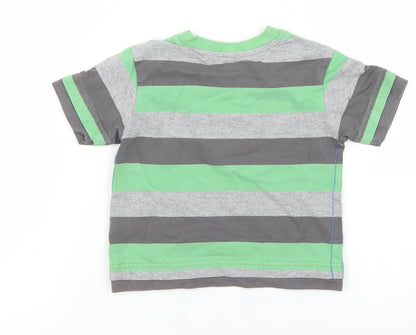 George Boys Multicoloured Striped Cotton Basic T-Shirt Size 9-12 Months Crew Neck