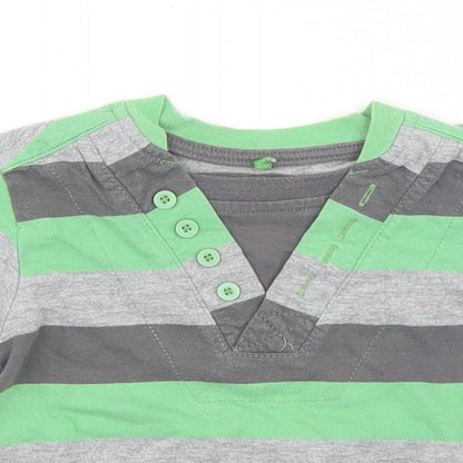 George Boys Multicoloured Striped Cotton Basic T-Shirt Size 9-12 Months Crew Neck