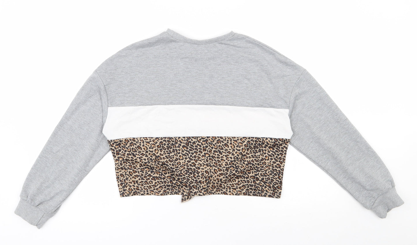 SheIn Girls Grey Animal Print Polyester Pullover Sweatshirt Size 11-12 Years  Pullover
