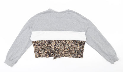 SheIn Girls Grey Animal Print Polyester Pullover Sweatshirt Size 11-12 Years  Pullover