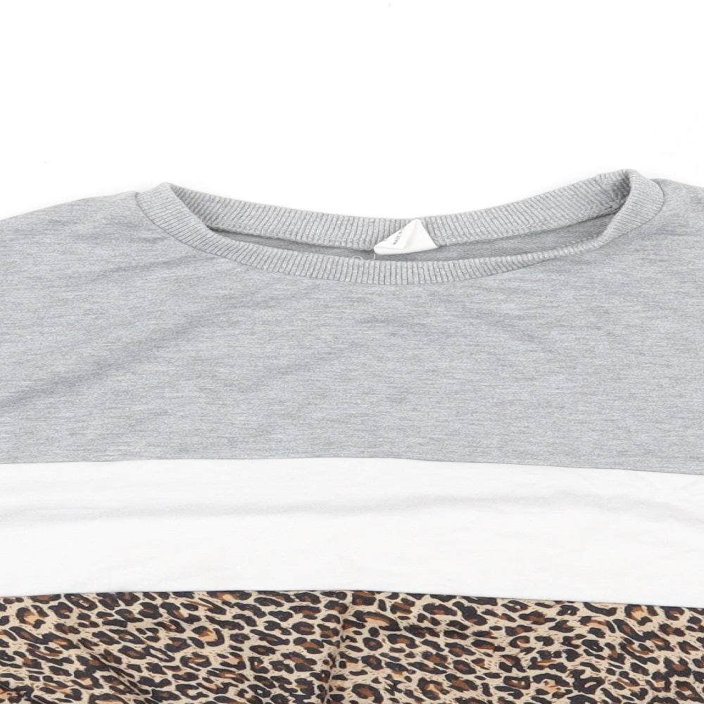 SheIn Girls Grey Animal Print Polyester Pullover Sweatshirt Size 11-12 Years  Pullover